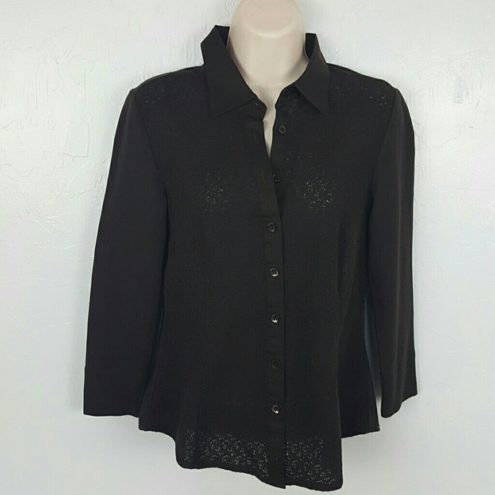 Worth New York Brown Button Down Blouse Long Sleeve Size 6